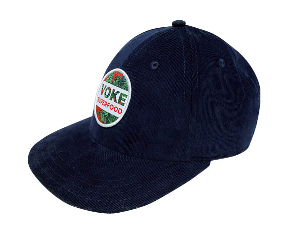 Voke Tab Navy Corduroy Curve Brim Hat
